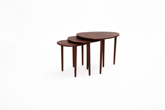 Image 1 of Set of Three Nesting Tables by Beder Trædrejeri, Denmark 1960s