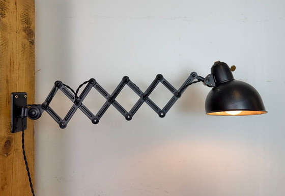 Image 1 of Black Industrial Bauhaus Scissor Wall Lamp from Kaiser Idell, 1930s
