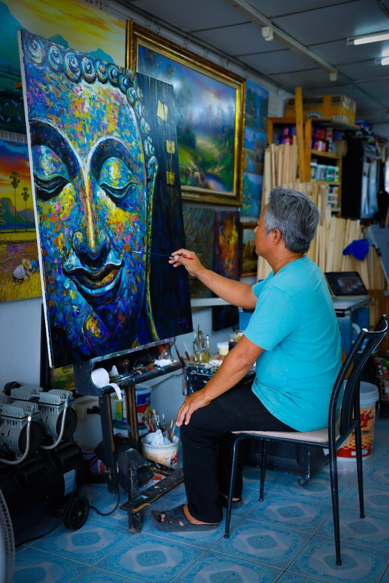 Image 1 of Unique hand-painted Buddha painting “Ocean of Calm” – Seksak Jaichumchen – 100×120 cm