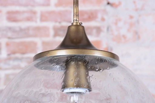Restored Mid-Century Chandelier, Brass, Glass, New Electrification, Czech, 1960s