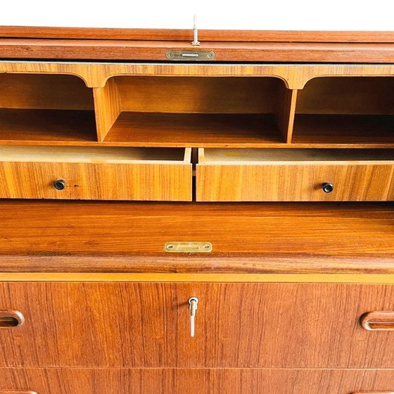 Image 1 of Vintage Egon Ostergaard deens design mid-century roltop secretaire kast bureau 1960's