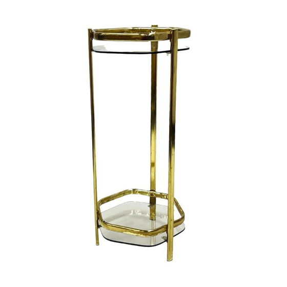 Image 1 of Bloemenstandaard in Franse mid-century modern stijl, jaren 70, messing en glas.