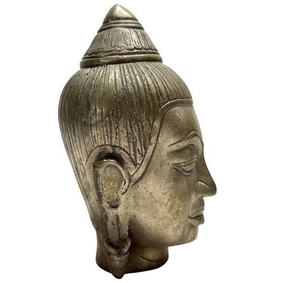 Tête de Bouddha Thaïlandaise Vintage en Bronze - Buste Style Sukhothai - 19 cm – Sculptures, Brass (photo 3 of 10)
