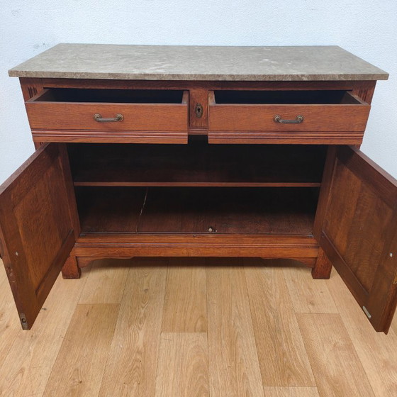 Image 1 of Credenza, cassettiera, comò e mobile da bagno vintage e antichi con piano in marmo.
