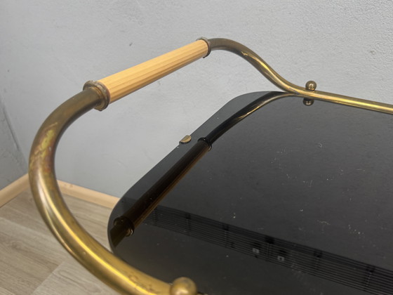 Image 1 of Vintage serving trolley with smoked glass tops