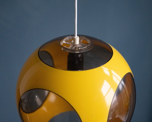 Lampe pendante de l'âge de l'espace avec œil d'insecte massif jaune