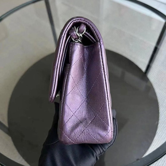 Image 1 of Chanel Classic Flap Quilted Lambskin Purple Silver Hardware Series 24
