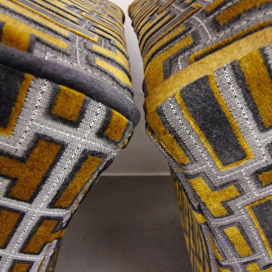 Image 1 of 2x Fauteuils "Gold Tetris" van Jindrich Halabala