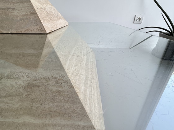 Image 1 of Vintage travertine pyramid coffee table