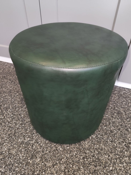 Groene vintage poef / hocker, Hockers en poefs, Skai (foto 6 van 7)