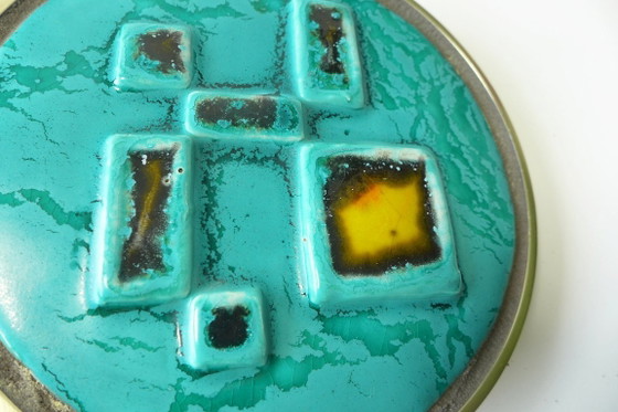 Image 1 of Vintage deurklink, duwgreep, deurgreep, jaren 60/70, keramiek, Space Age, turquoise