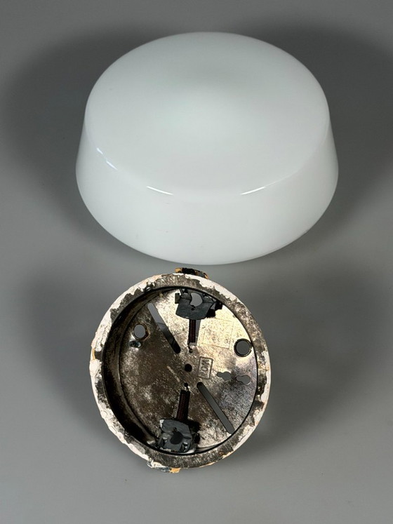 Image 1 of 50er 60er Jahre Lampe Leuchte Plafoniere Milchglas Mid Century Glas Design RZB