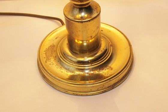 Image 1 of Lampada da tavolo a tre fiamme in ottone beige oro 53cm anni '70 J Vintage