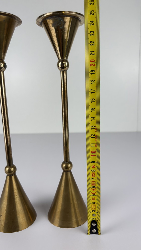 Image 1 of 2 x bougeoirs vintage en laiton de Christian de Beaumont