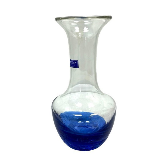 Image 1 of "Flirt" Glass Vase by R&B Ritzenhoff Breker – Cobalt Crackle Glass – 1990s