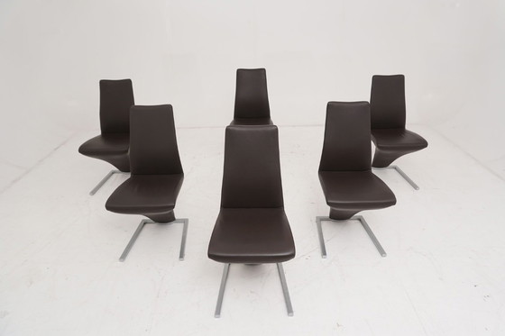 Image 1 of Sedie in pelle marrone Rolf Benz 7800 da 6 pezzi