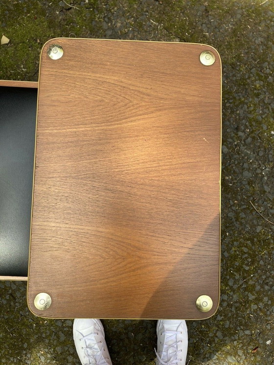 Vintage Teak Telephone Bench Unit with Vinyl Seat, 1960s – Benches (photo 2 of 5)