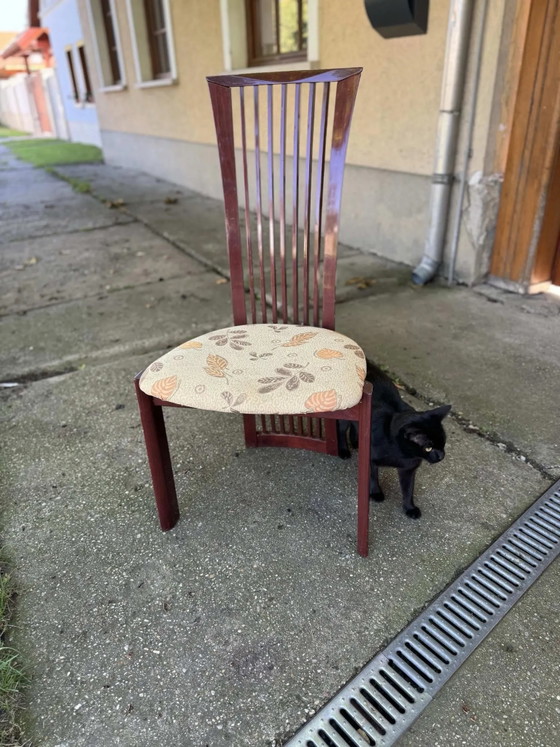 Lacquer and Fabric Dining Chairs by Pietro Costantini, 1980, Set of 6, Brown (photo 5 of 10)