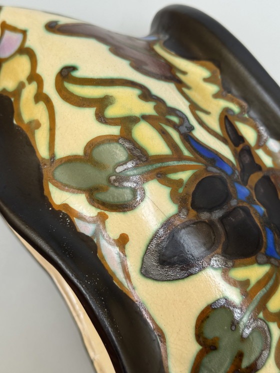 Image 1 of  Art Deco Hand-Painted Jardinière by C.M. Bergen, Belgium (c. 1920s–1930s) 