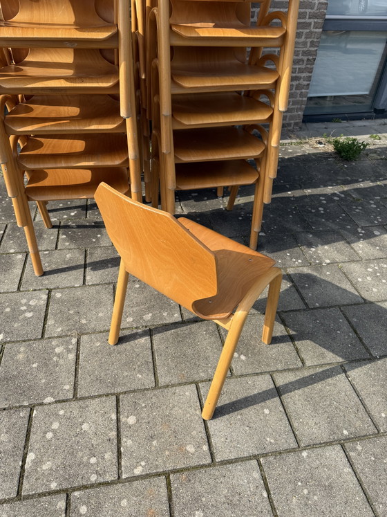 Lot of 24x vintage plywood stacking chairs ‘80s – Dining chairs (photo 8 of 11)