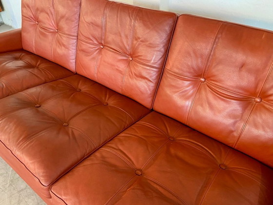 Image 1 of CANAPÉ 3 PLACES SVEND SKIPPER VINTAGE DANOIS EN CUIR COGNAC ET CHROMÉ