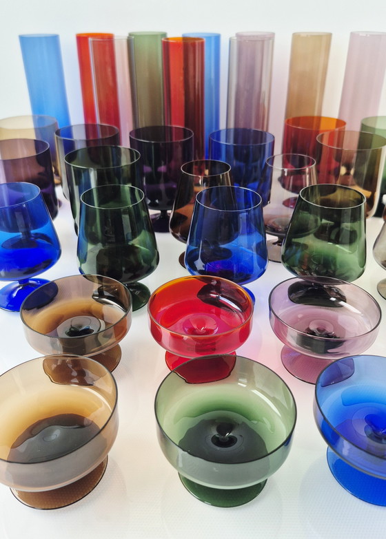 Image 1 of Ingrid Glas stained glass drinking glasses, 33 pieces, 1960s, rare! Ingridhütte