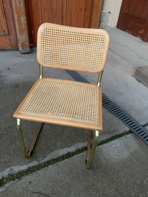 Mid-Century Modern Italian Marcel Breuer B32 Cesca Chair, 70s – Adjustable recliner chair, Metal, Brass (photo 5 of 8)