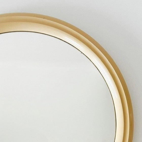 Vintage mid-century retro round Space Age Tiger wall mirror beige plastic 1970s (photo 2 of 7)