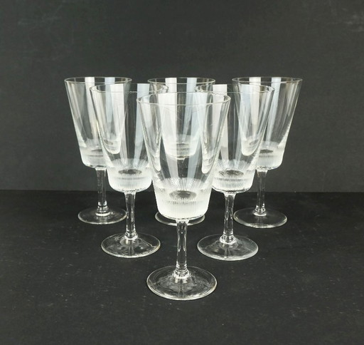 6 vintage wine glasses 'corona' series by ichendorf glass germany 1950s 60s
