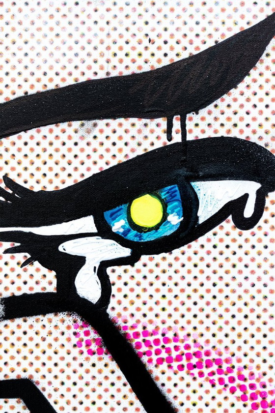 Image 1 of UTOPÍA - Niña llorando - Pintura de bellas artes enmarcada sobre papel