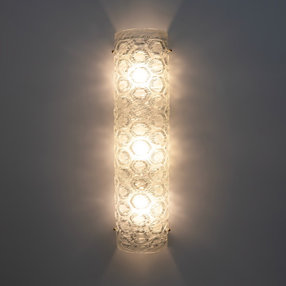 Image 1 of Paar moderne lichtgroene wandlampen van Murano glas