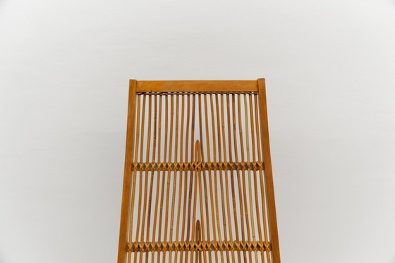 Image 1 of Sedia a dondolo in legno e rattan della Deutsche Werkstätten Hellerau, anni '60