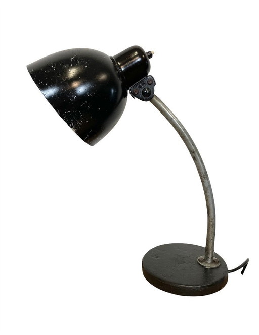 Zwarte industriële tafellamp, jaren 50