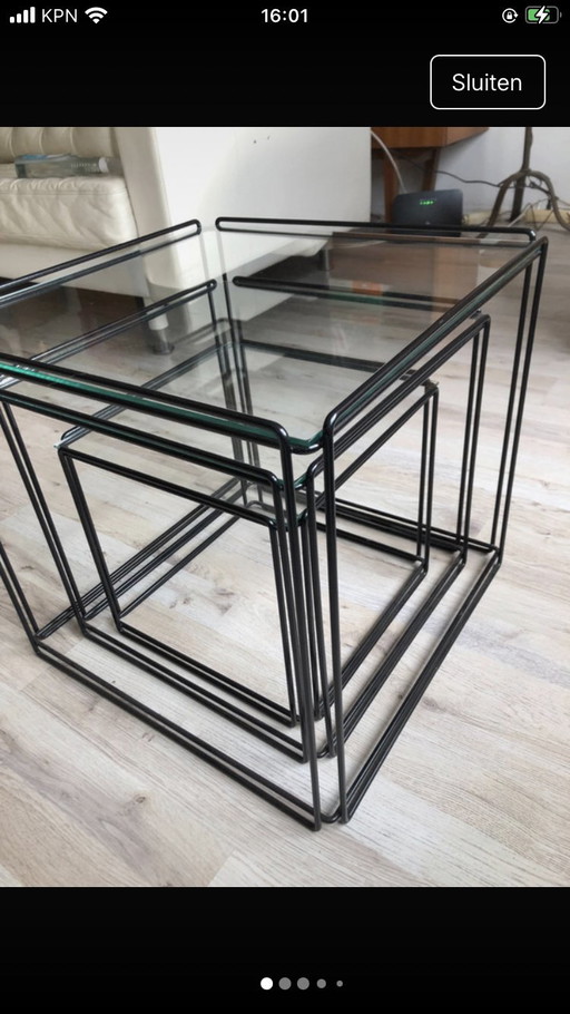 Dreiteiliges Set Isocele-Beistelltische von Max Sauze für Arrow – 1970er Jahre