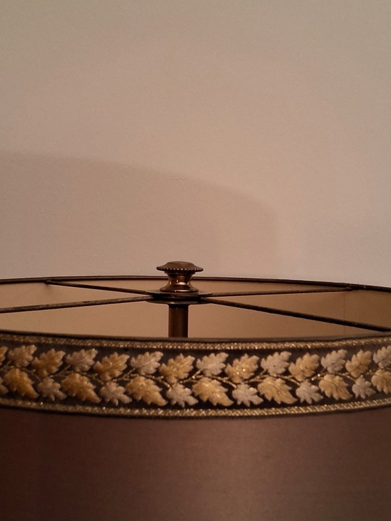 Image 1 of messing tafellamp dubbele lamp met trekkoord 