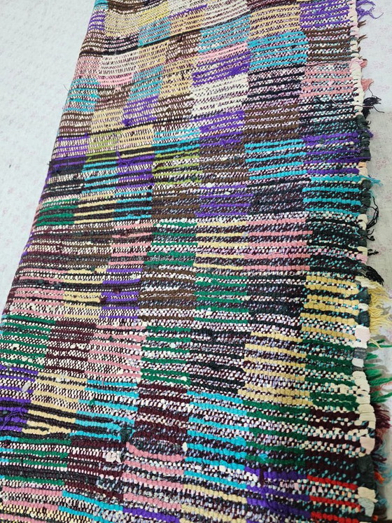 Vintage Moroccan Handira Rug – Antique and Authentic Piece 220cm x 97cm – Rugs & carpets, Cotton, Wool (photo 6 of 10)