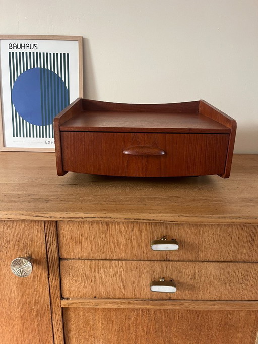 Vintage Danish teak floating night stand - wall cabinet