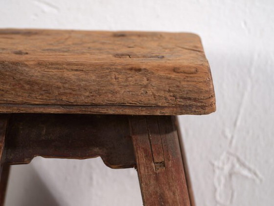 Kleiner antiker Hocker (ca. 1900) #7, Holz, Braun, Rustic (Foto 31 von 34)