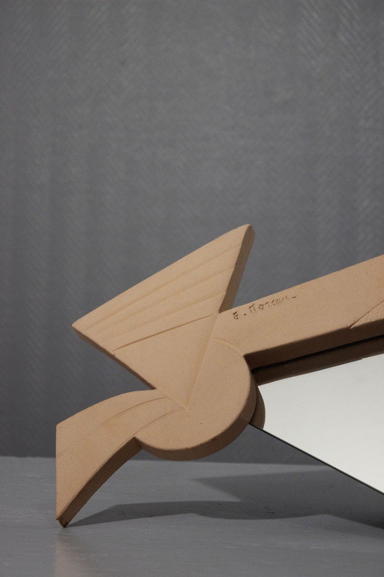 Image 1 of Eglantine Moreau - Specchio in ceramica vintage, design postmoderno Memphis, anni '90