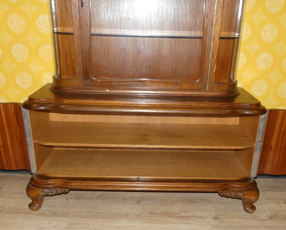 Image 1 of vetrina in vetro curvo semicircolare, mobile da soggiorno, vetrina Thummernicht, credenza alta in vetro, mobiletto per stoviglie