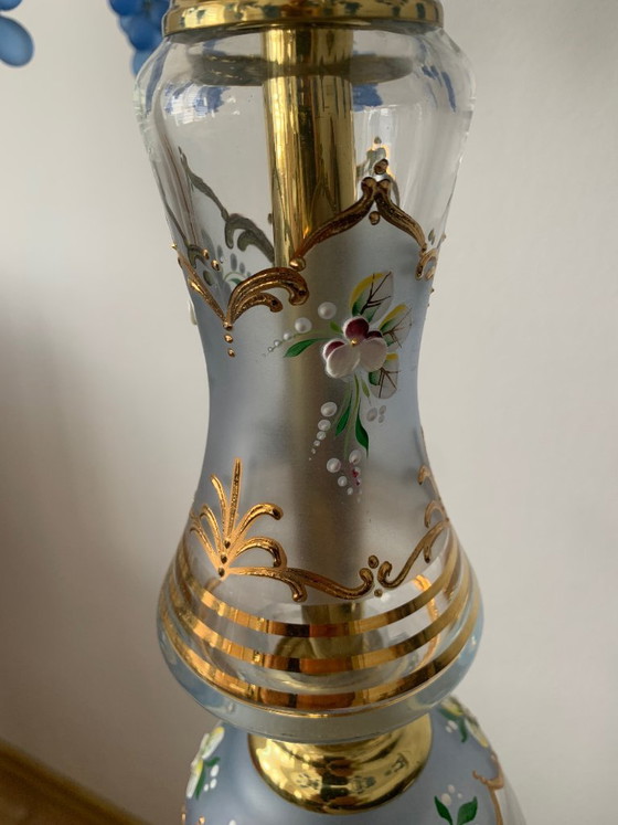 Raro par de lámparas de pie de vidrio artístico checo - Železnobrodské Sklo – Glass, Metal (photo 5 of 12)