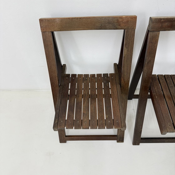Image 1 of Set of 3 Aldo Jacober for Alberto Bazzani Wooden Folding Chairs, 1960’s
