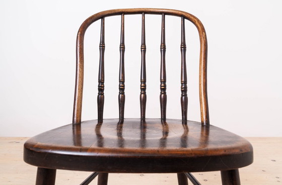 Image 1 of Set van 4 eetkamerstoelen in landelijke stijl, met spijlenrugleuning, rustieke uitstraling, begin 20e eeuw