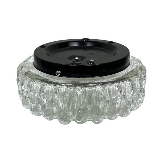 Image 1 of Lámpara de techo de cristal, aplique de pared RZB 32310 con motivo floral / Cristal de hielo, Alemania, década de 1970.