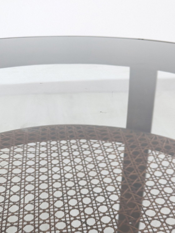 Image 1 of Gustavo Pulitzer Finali - Coffee Table - Wood, Glass, Vienna Straw