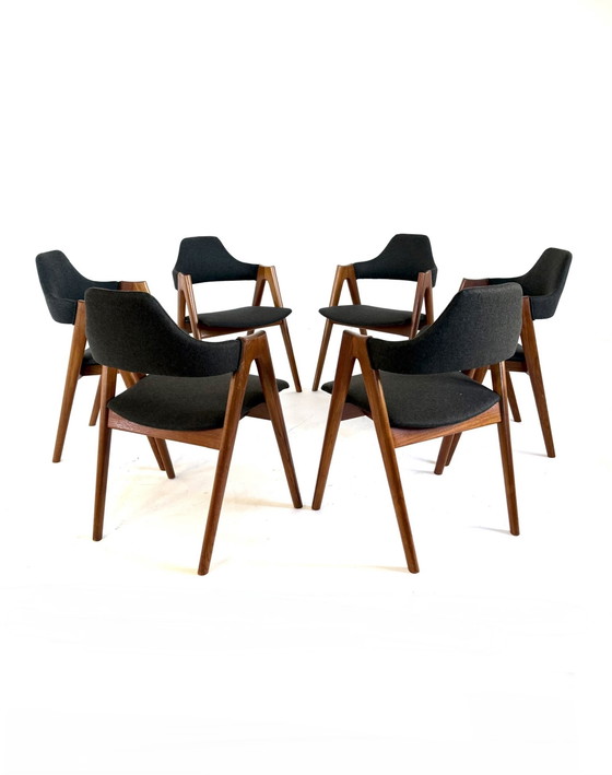 Image 1 of 6x chaise 'Compass' restaurée, Kai Kristiansen '60