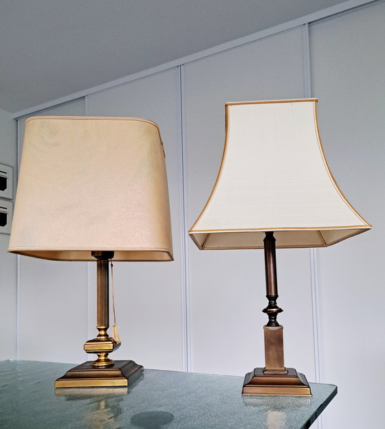 Image 1 of Lampade da tavolo a colonna in ottone Herda