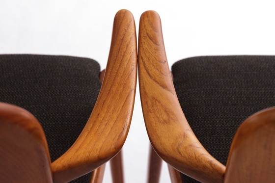 Image 1 of 1 of 2 Niels Koefoed Teak Armchair, 1970s | Danish Mid-Century Modern Vintage Dining Chair, Black Upholstery