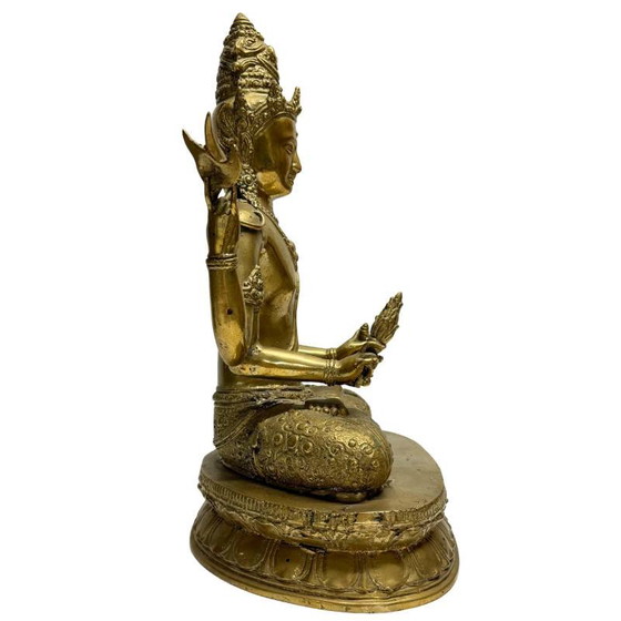Avalokiteshvara – Bodhisattva Vajrayana de cuatro brazos en bronce dorado al fuego (Nepal, Newar) – lote 444 (photo 3 of 12)