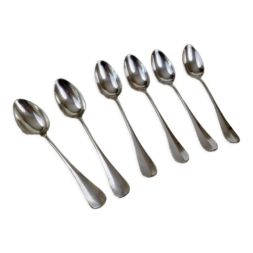 Set of 6 teaspoons in silver metal 18gr